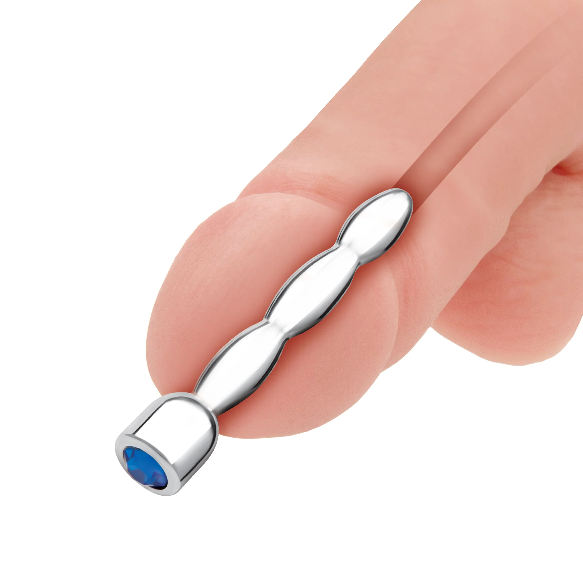 2" Stainless Steel Bling Bling Wavy Penis Plug - Image 4