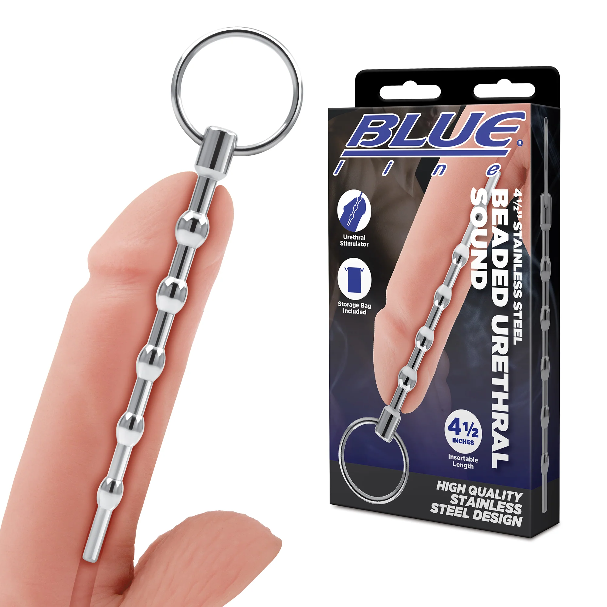 4.5" Stainless Steel Beaded Urethral Sound - Image 2
