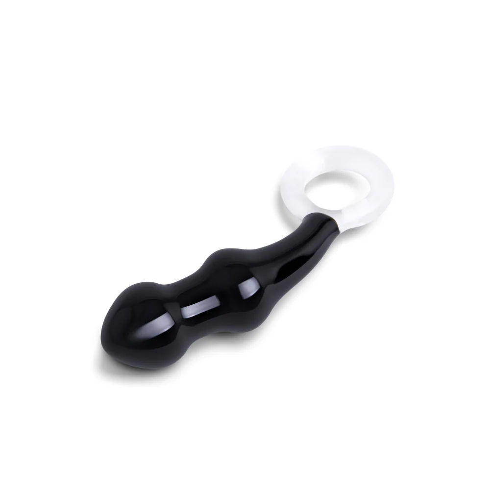 6" Black Beaded Butt Plug - Image 2