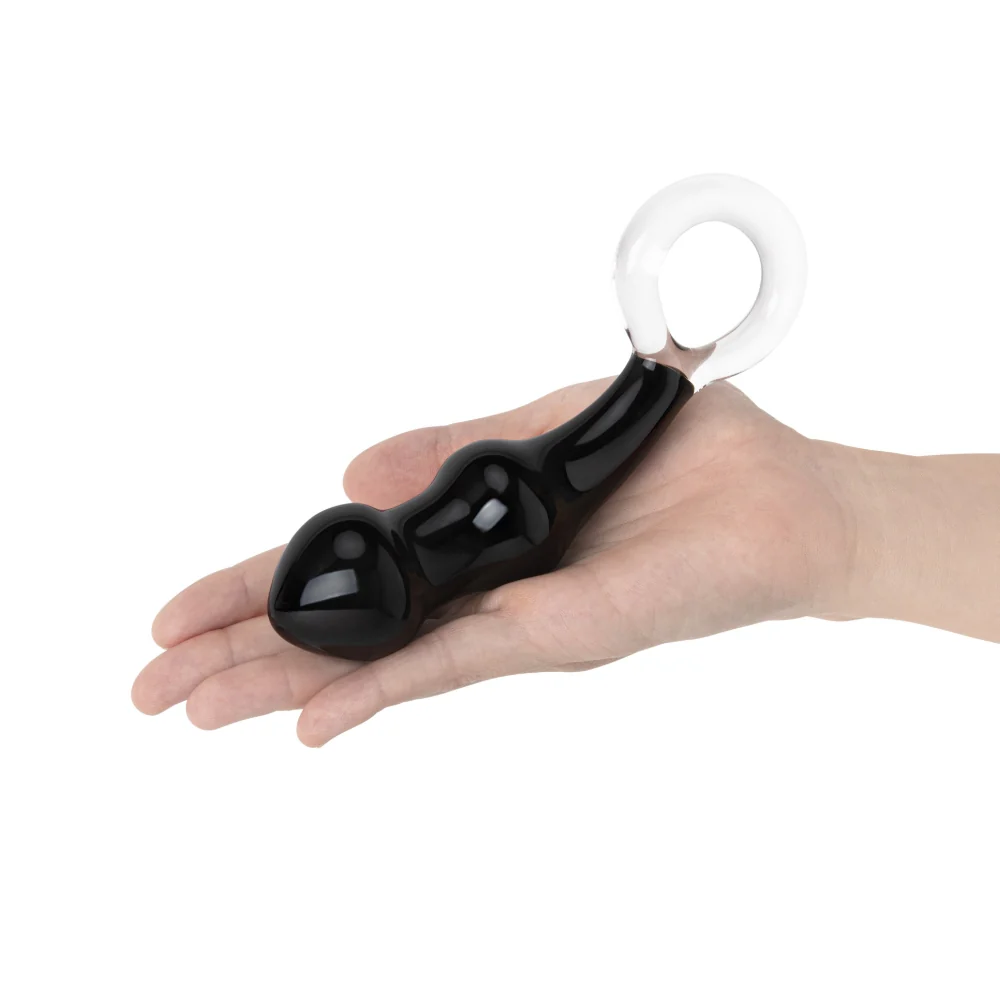 6" Black Beaded Butt Plug - Image 3