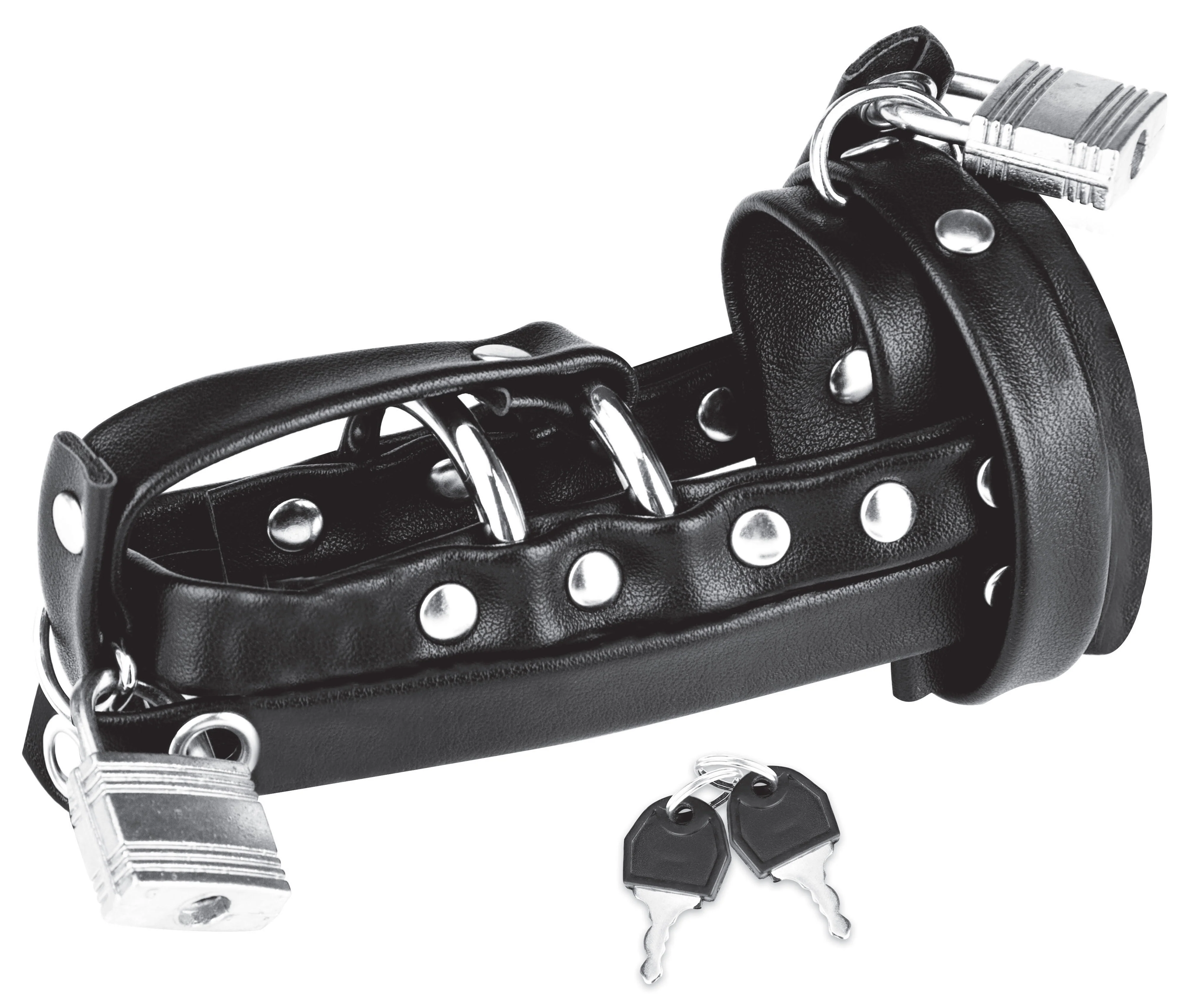 Gimp Cock Locking Chastity Sheath with Double Metal Cock Ring - Image 2
