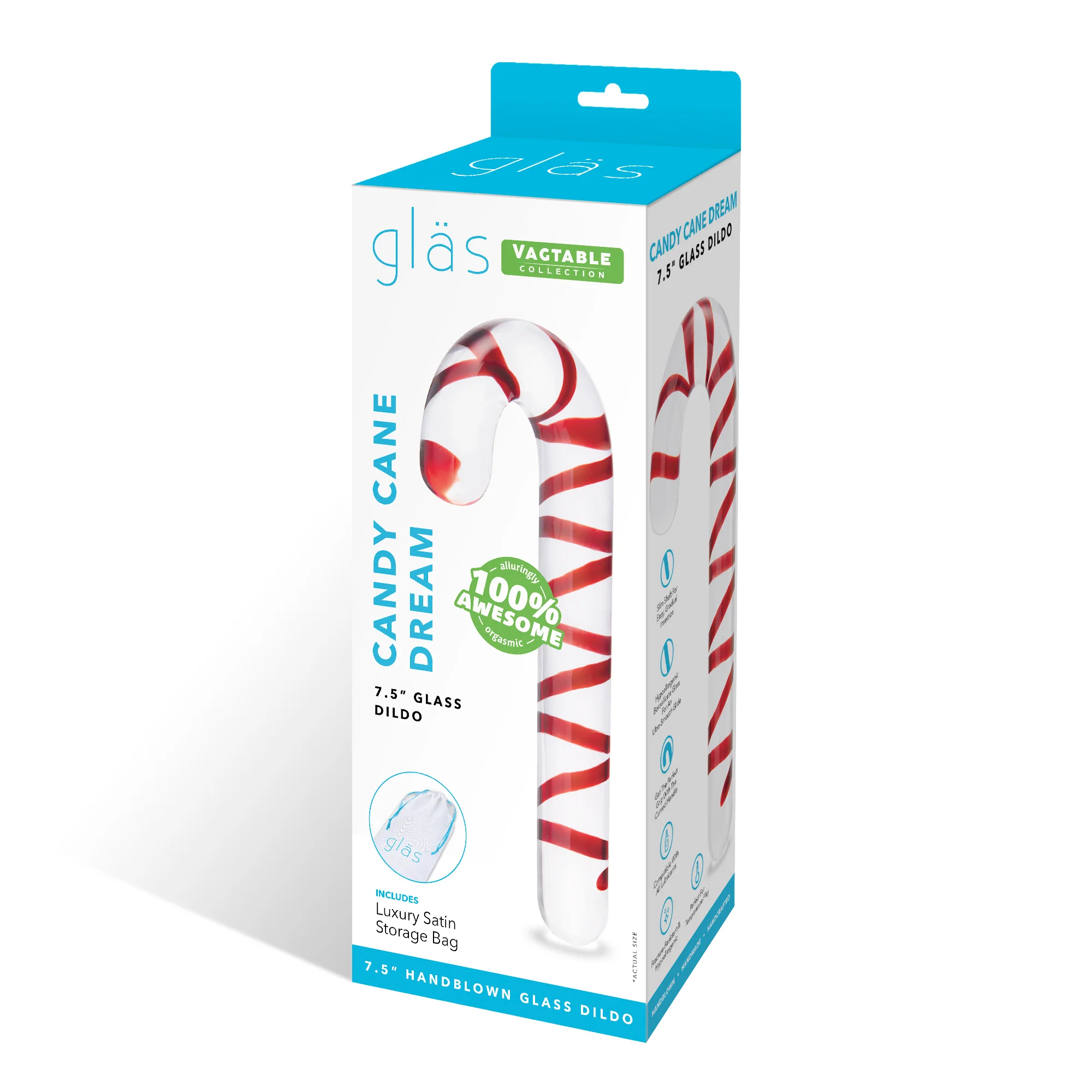 Candy Cane Dream 7.5" Glass Dildo - Image 7