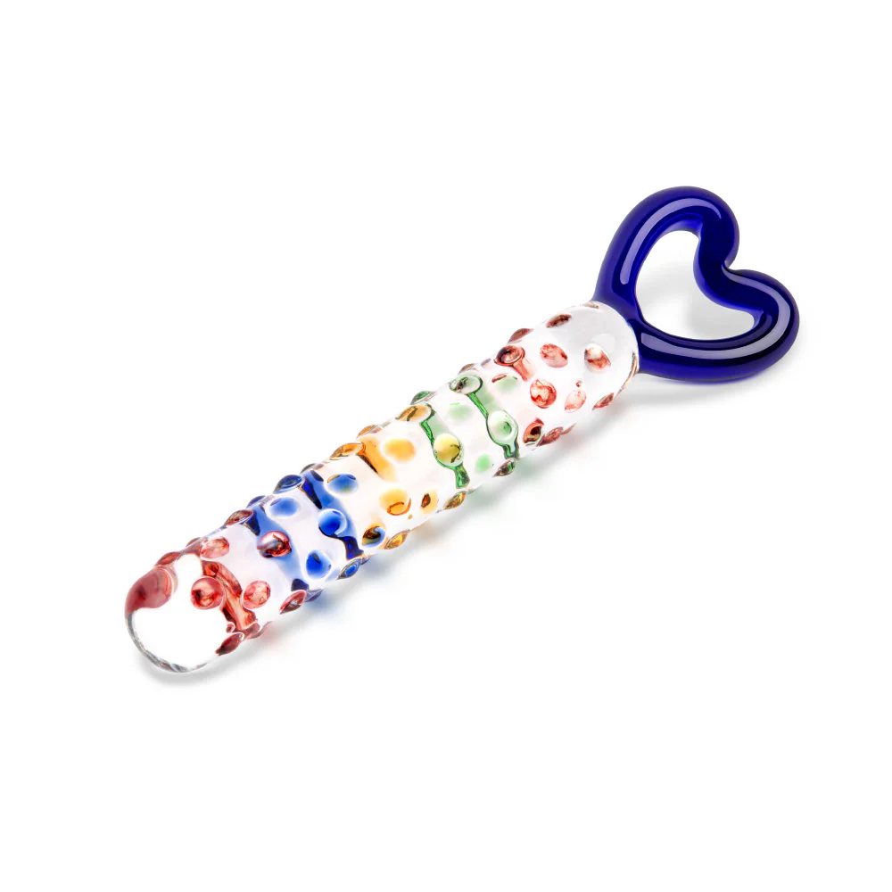 8” Rainbow Nubby Heart Dildo - Image 2