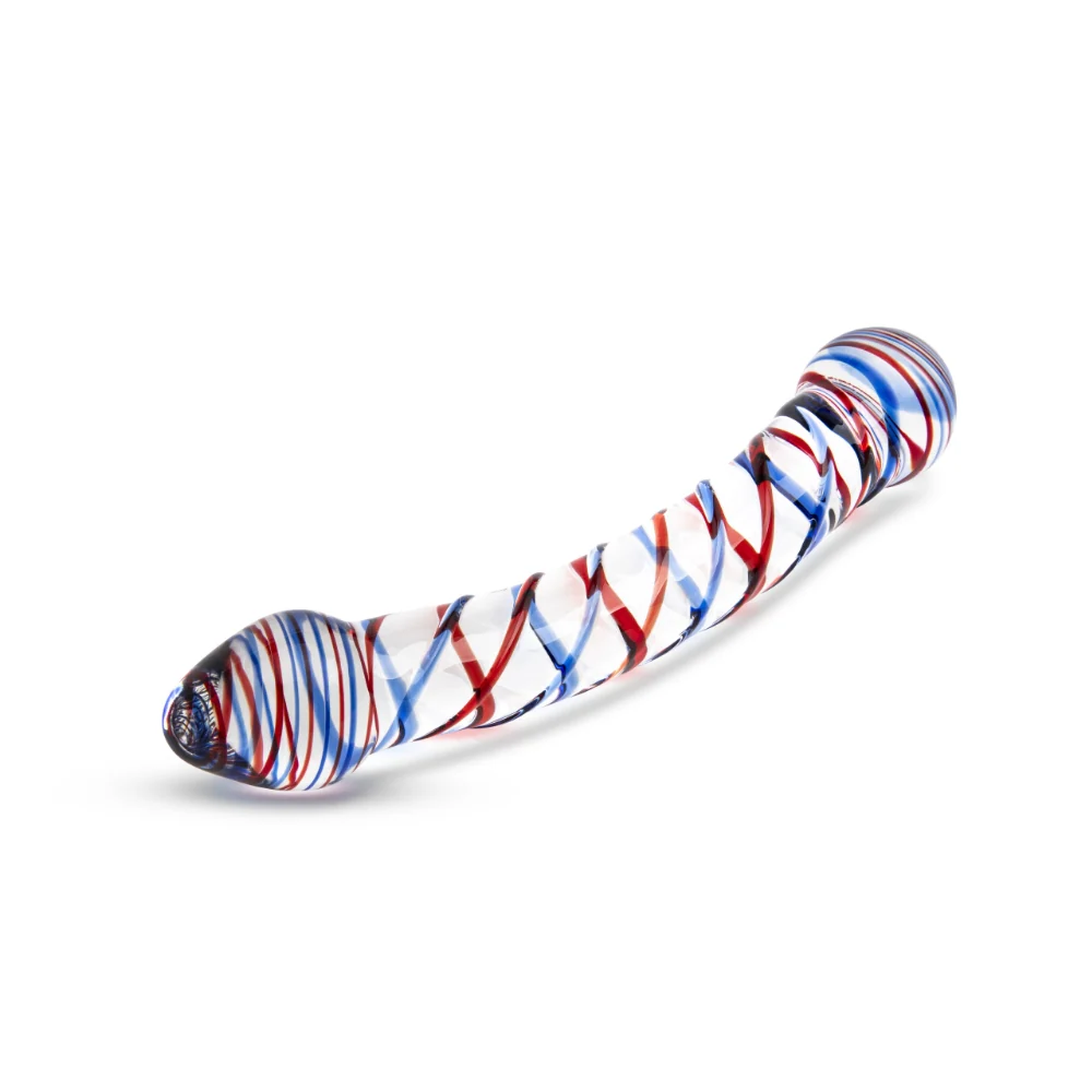 7.5" Striped Double Ended Glass Dildo - Image 2