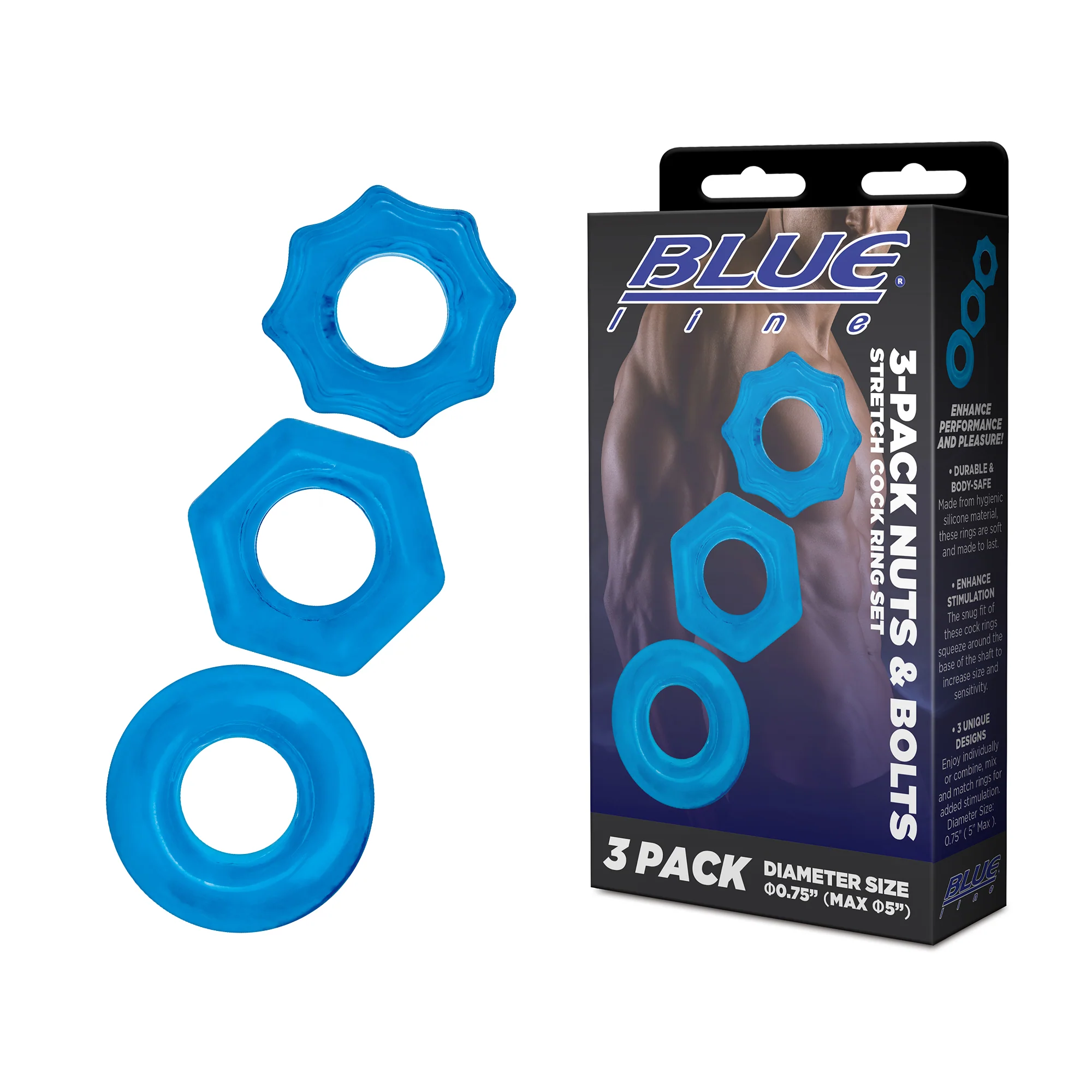 3-Pack Nuts & Bolts Stretch Cock Ring Set - Image 2